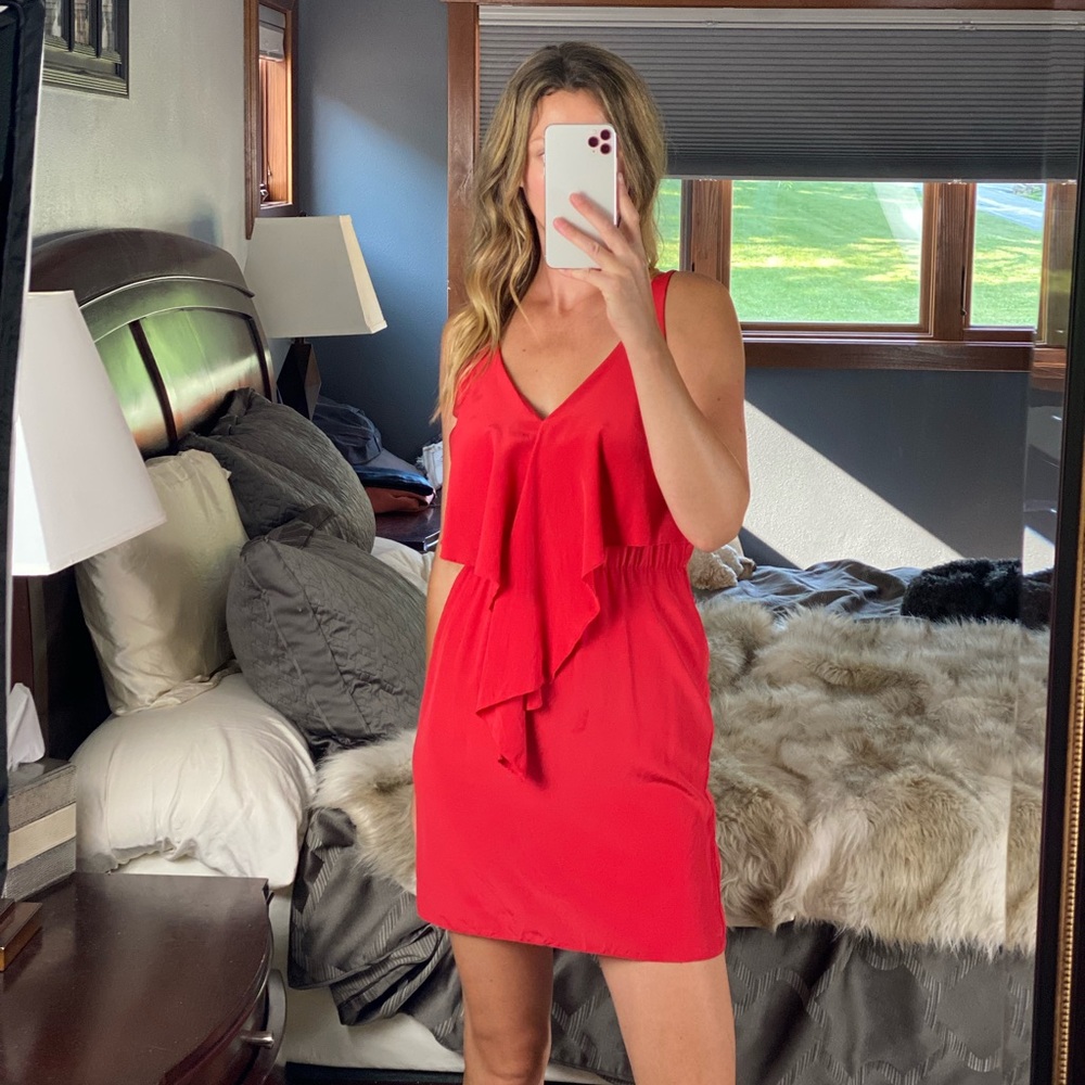 Amanda Uprichard Silk Ruffle Sleeveless Mini Dress, Medium